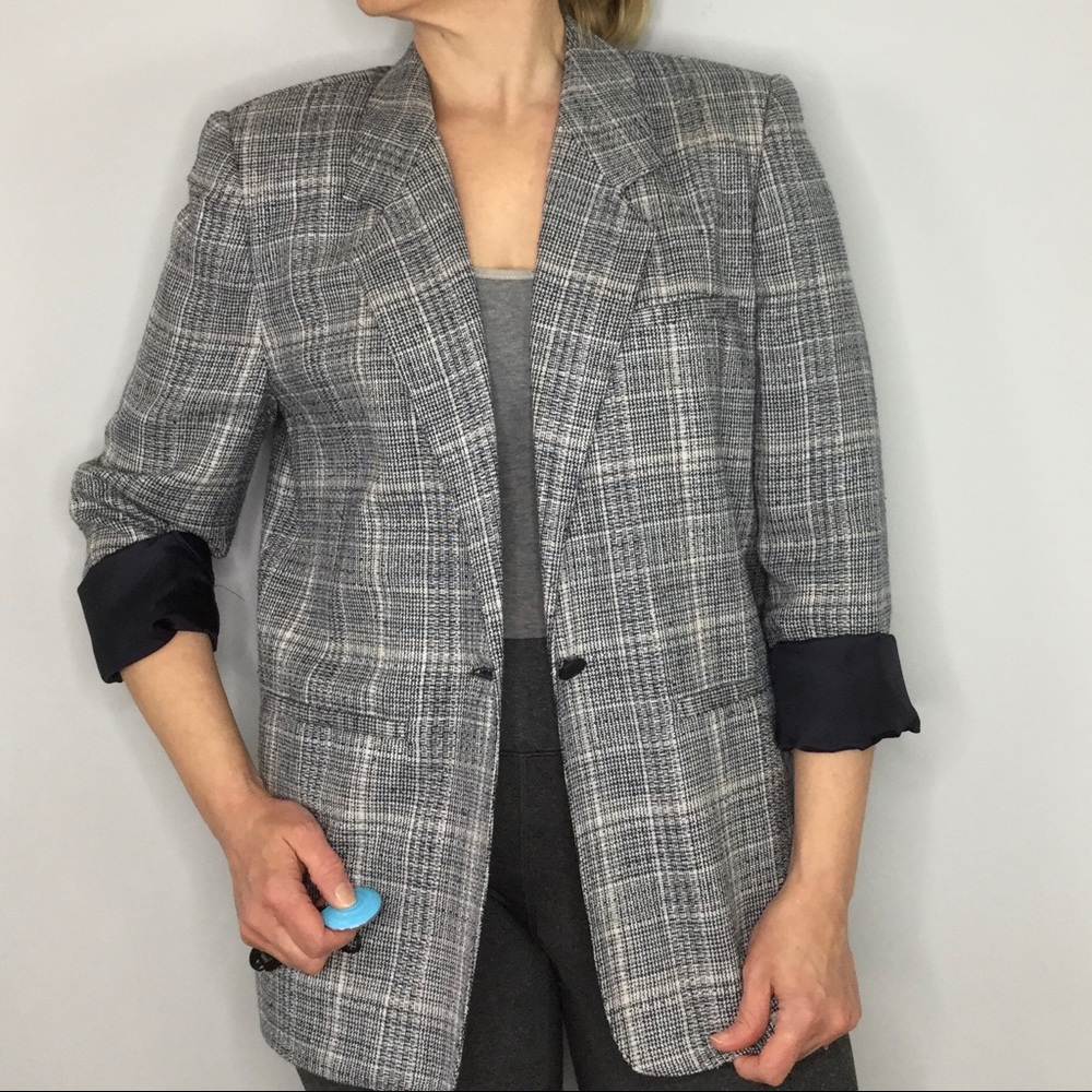 Vintage Evan Picone Blazer plaid boxy oversized boyfriend blazer